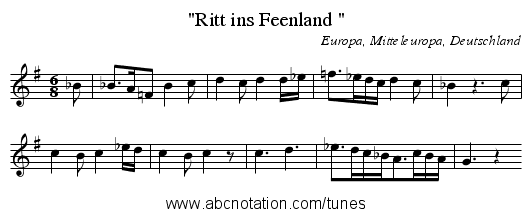 Ritt ins Feenland - staff notation