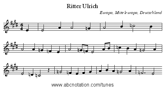 Ritter Ulrich - staff notation