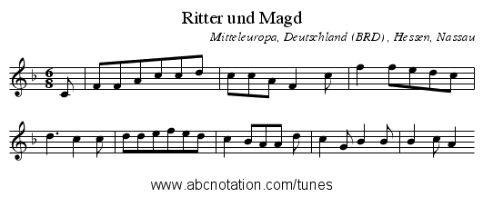 Ritter und Magd - staff notation
