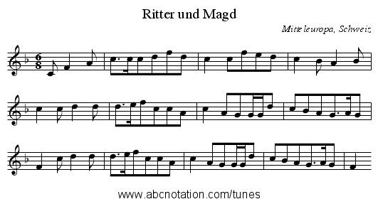 Ritter und Magd - staff notation