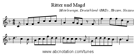 Ritter und Magd - staff notation