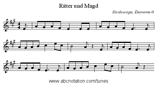 Ritter und Magd - staff notation
