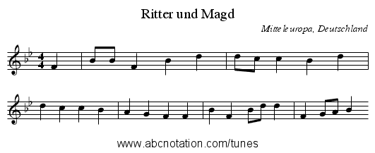 Ritter und Magd - staff notation