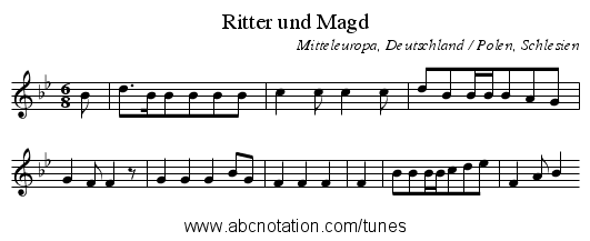 Ritter und Magd - staff notation