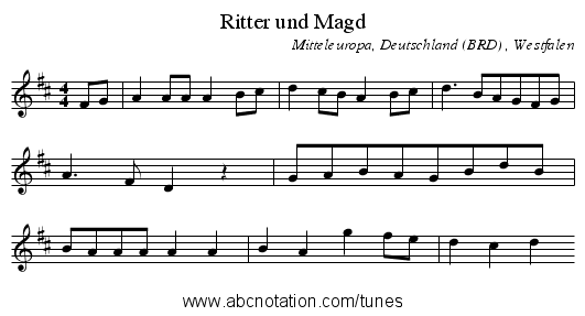 Ritter und Magd - staff notation
