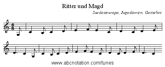 Ritter und Magd - staff notation
