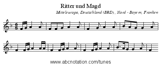 Ritter und Magd - staff notation