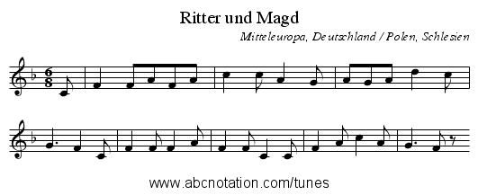 Ritter und Magd - staff notation