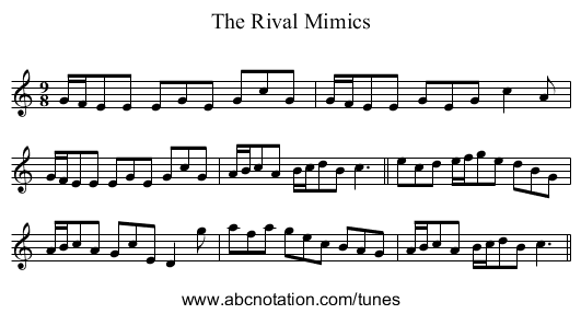 Rival Mimics, The - staff notation