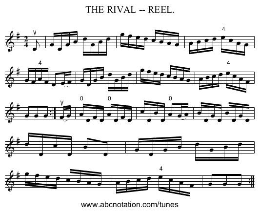 RIVAL -- REEL., THE - staff notation