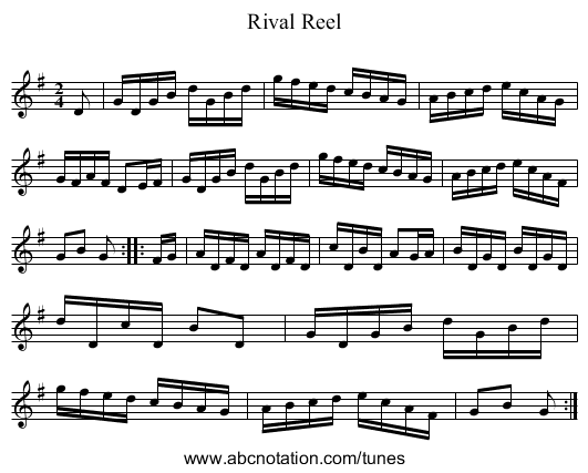 Rival Reel - staff notation