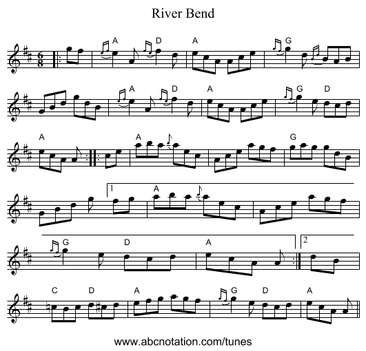 River Bend - staff notation