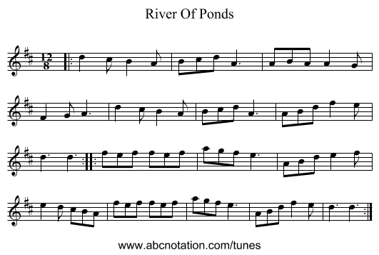 River Of Ponds - staff notation