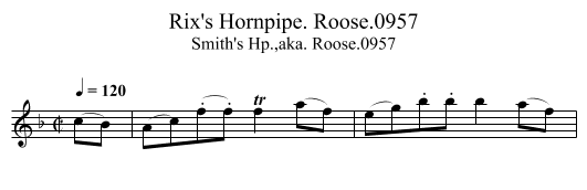 Rix's Hornpipe. Roose.0957 - staff notation