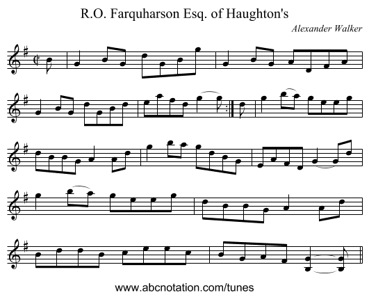 R.O. Farquharson Esq. of Haughton's - staff notation