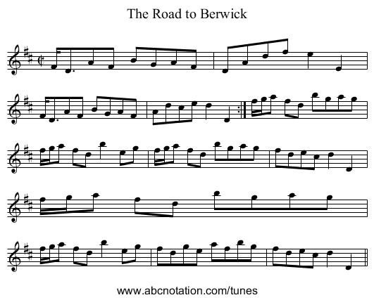 Road to Berwick, The - staff notation