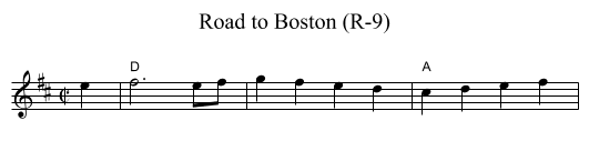 Road to Boston (R-9) - staff notation