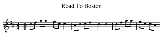 Road To Boston - staff notation