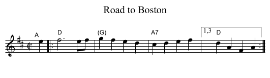 Road to Boston - staff notation