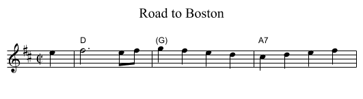 Road to Boston - staff notation