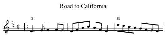 Road to California - staff notation