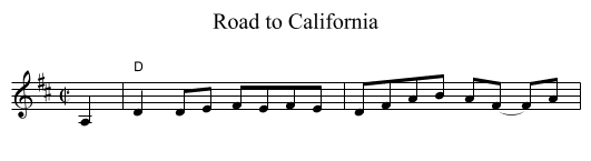 Road to California - staff notation