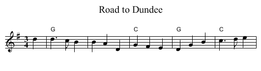Road to Dundee - staff notation