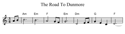 Road To Dunmore, The  - staff notation