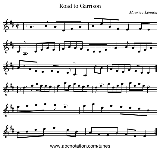 Road to Garrison - staff notation