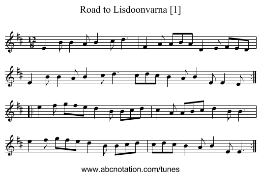 Road to Lisdoonvarna [1] - staff notation
