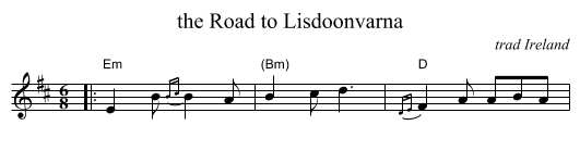 Road to Lisdoonvarna, the  - staff notation