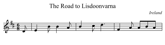 Road to Lisdoonvarna, The - staff notation