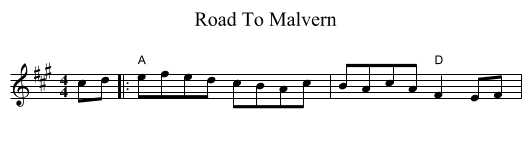 Road To Malvern - staff notation