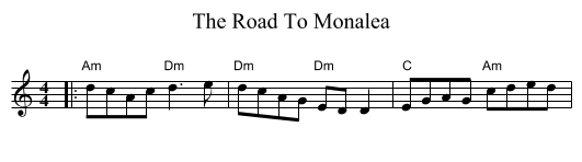 Road To Monalea, The  - staff notation