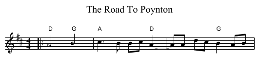 Road To Poynton, The  - staff notation