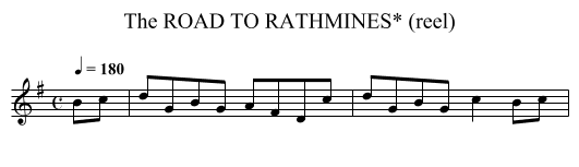 ROAD TO RATHMINES* (reel), The - staff notation