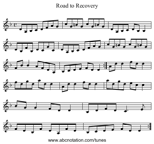 Road to Recovery - staff notation