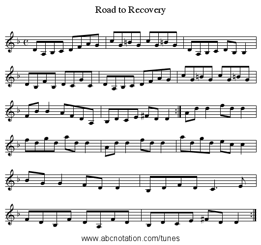Road to Recovery - staff notation