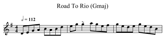 Road To Rio (Gmaj) - staff notation