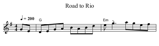 Road to Rio - staff notation