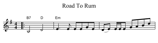 Road To Rum - staff notation
