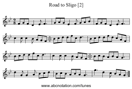 Road to Sligo [2] - staff notation