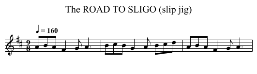 ROAD TO SLIGO (slip jig), The - staff notation