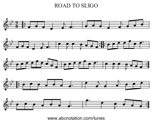 ROAD TO SLIGO - staff notation