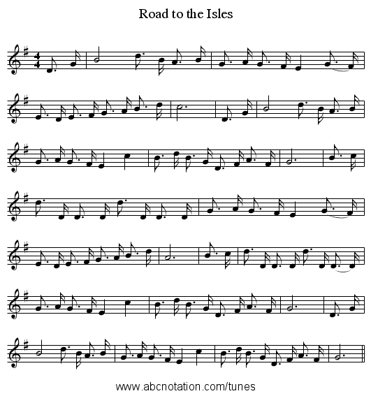 Road to the Isles - staff notation