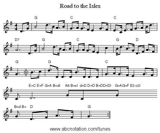Road to the Isles - staff notation