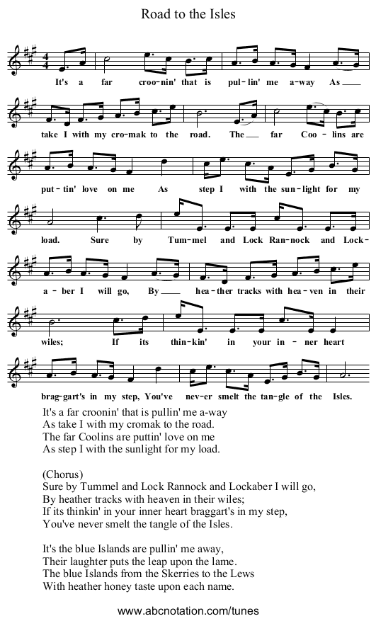 Road to the Isles - staff notation