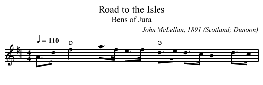 Road to the Isles - staff notation