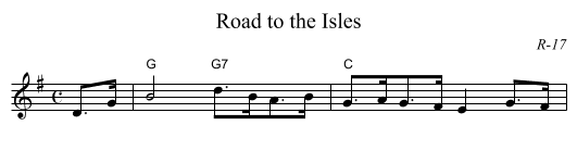 Road to the Isles - staff notation
