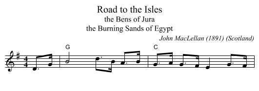 Road to the Isles - staff notation